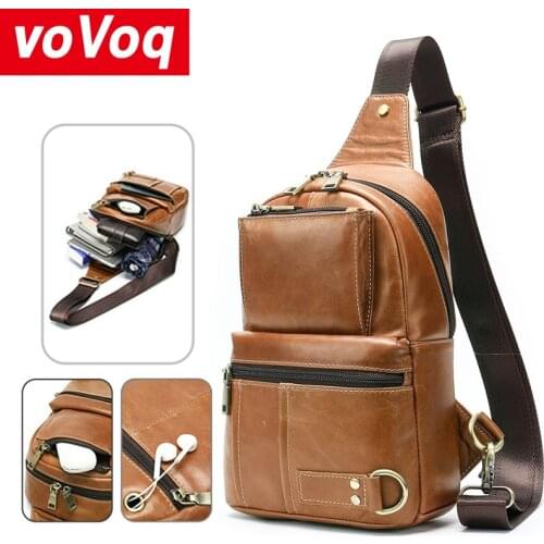 New Mens Chest Pack USB Charging Crossbody Bags Leather Shoulder Bag Diagonal Package Back Pack Travel Outdoors Messenger Bag