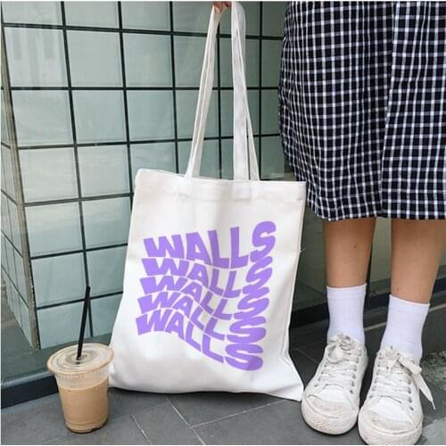 Hip-hop Zipper shopper bag Harajuku ins shoulder bag Walls letter casual large-capacity punk hip-hop women bag casual canvas bag