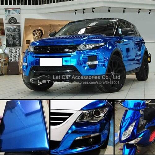 High stretchable Waterproof UV Protected Blue Chrome Mirror Vinyl Wrap Sheet Roll Film Car Sticker Decal Sheet