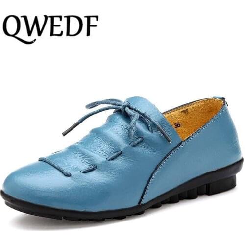 Women shoes new arrival spring lace-up pleated genuine leather flats shoes woman rubber party female shoes tenis feminino X1-97