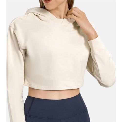 Nepoagym BENEFITS Lightweight Women Workout Cropped Hoodie Long Sleeve Sweatshirt Casual Pullove