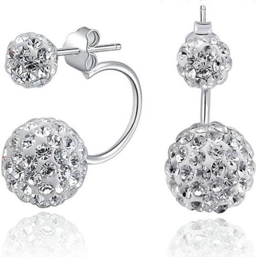 New Design Cheap High Quality silver-color stud earrings for women Double Ball earrings