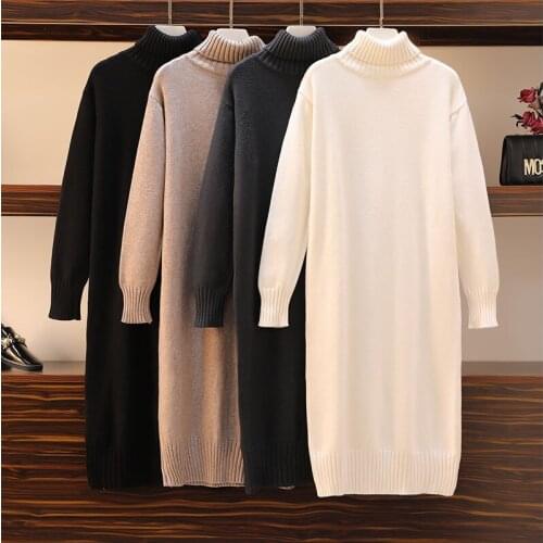 EHQAXIN Plus Size Women Knit Sweater Dress Winter 2020 Korean Beading Long Sleeve Sexy Bodycon Ruffle Knitted Dresses L-4XL