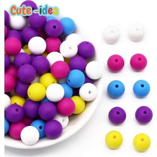 Cute-idea 10pcs Food Grade Round Silicone Beads 9mm Baby Teether DIY Baby Teething Nursing Pacifier Necklace Chewable Toys gift