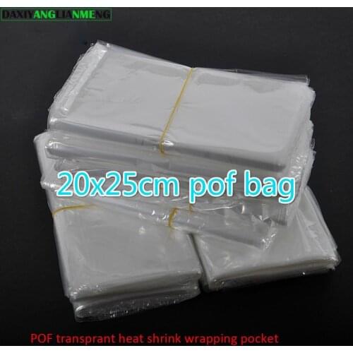 200pcs/lot 20x25cm Clear Transparent Shrink Wrap Package Heat Seal Bag POF Gift packing plastic bags for comestic bottles boxes