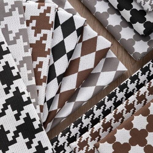 100cmx145cm Houndstooth Sofa Fabric Thickened Wear-resisting Diamond Linen Yarn-dyed Coating Fabric DIY Cushion Pillow Fabric