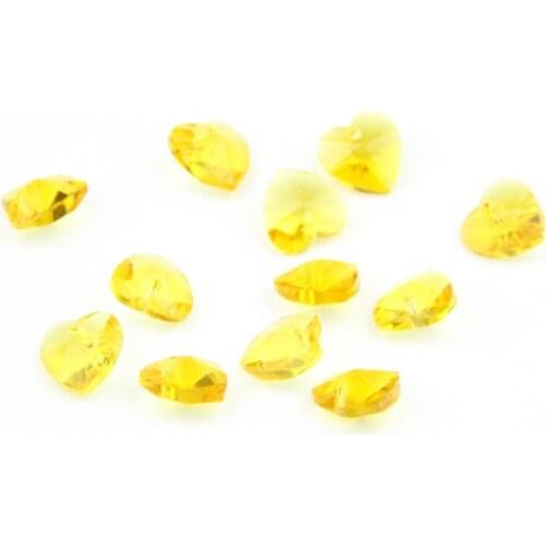 1000pcs /lot 14mm Topaz Crystal Heart Pendant Crystal Parts Hanging Prism Lamp Part Suncatcher For Wedding & DIY