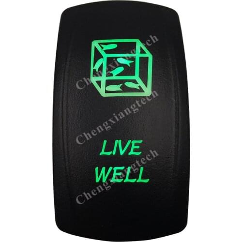 DC 12V 24V LIVE WELL Rocker Switch GREEN Led lamp 5 Pin ON/OFF SPST Waterproof IP66