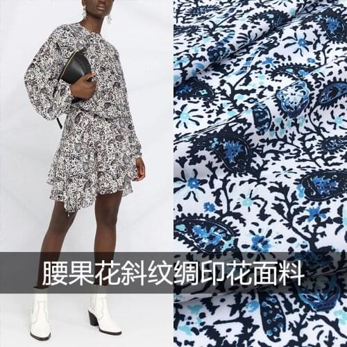 2021 European and American Brand New Cashew Flower Twill Women 's Clothing Advanced Custom Printed Fabric