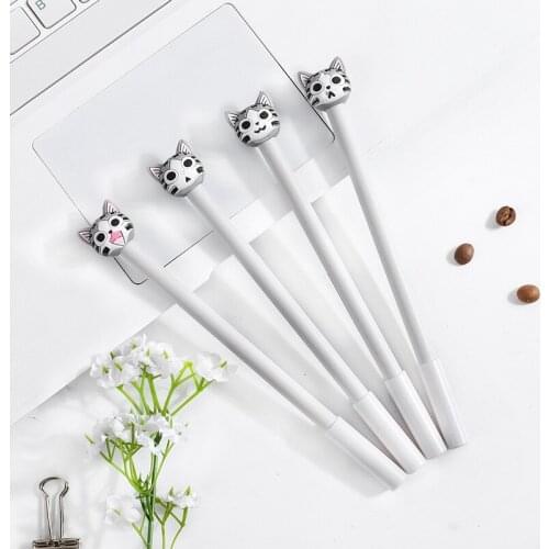 24 Pcs Korean Stationery Cute Stereo Expression Cat Neutral Pen Student Black Signature Pen School Pen Office Supplies Wholesale