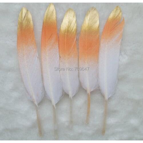 50pcs/lot!Gold Dipped Feather 9-15cm Feathers Hair Feathers Craft Supplies Wholesale Feathers Gold/Orange/White Colour