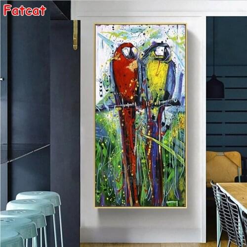 5D DIY Diamond Painting Animal Picture Parrots Cross Stitch Kits Full Round/Square Diamond Mosaic Art Rhinestones Decor PP2358