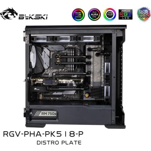 BYKSKI Acrylic Board Water Channel Solution use for Phanteks PK518/600S P500 case /Kit for CPU and GPU Block / Instead reservoir