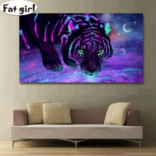 Diamond painting Purple lion Embroidery Art Cross Stitch 5D DIY full Mosaic Decor Rhinestones painting