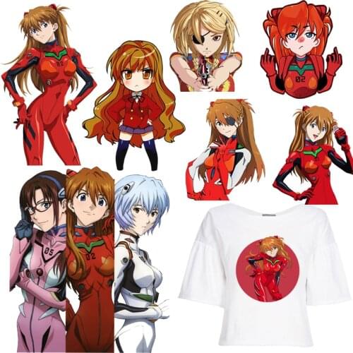 Anime Evangelion Patches Girls Thermal Sticker on Clothes Iron-on Transfers for Clothing Thermoadhesive Patch Diy Applique Japan