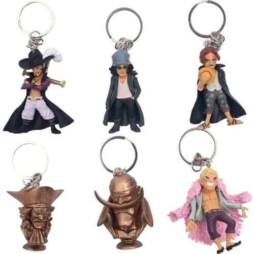 Anime One Piece Figure Keychain Keyring Japanese Cartoon PVC Luffy Skull Skeleton Car Key Chains Key rings Jewelry Best Gift