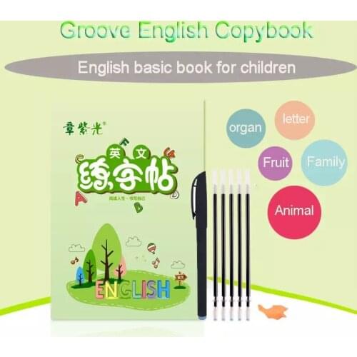 Freeshipping English Copebook for Calligraphy Note for Kids Word Handwriting Characters Picture Book Note