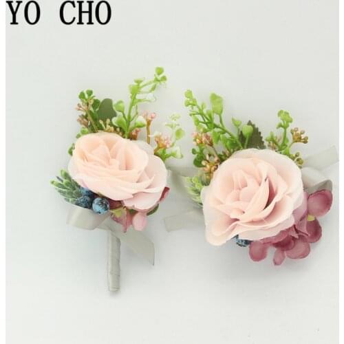 Wedding Witness Corsage Bracelet Flower Silk Ribbon Groom Boutonniere Pin Corsage Wedding Planner Marriage Brooch Corsage Flores