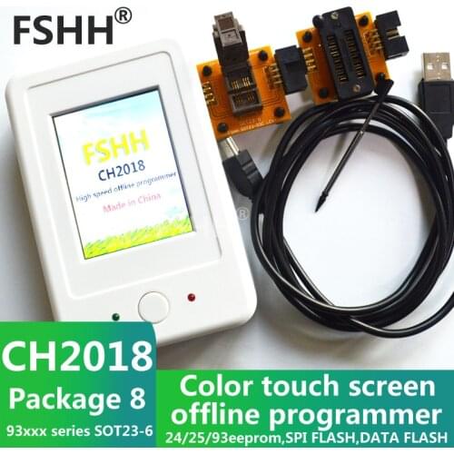 CH2018 Color screen offline programmer SPI programmer 24/25/93EEPROM DATA SPI FLASH with 93xx SOT23-6 socket adapter
