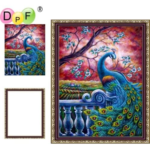 DPF Framed peacock Diy full round Diamond Painting Diamond Embroidery mosaic home decor wall painting animal painting