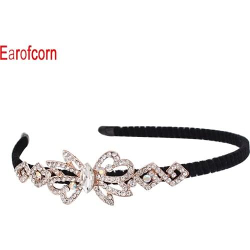 Earofcorn Elegant Princess Crystal Rhinestone Metal Flower Leaf Hair Hoop Headband Hair Accessories For Women Headdress