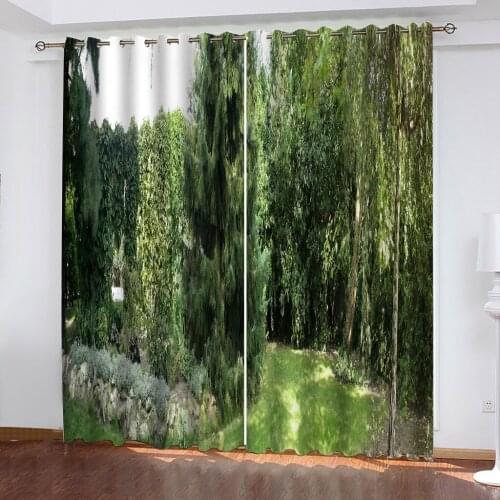 Customized size Luxury Blackout 3D Window Curtains green forest curtains 3d stereoscopic curtains