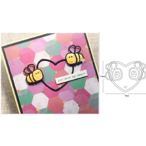 Customize dies Cute Bee Heart Frame Metal Cutting Dies Scrapbooking dies Embossing fustelle Paper Card Making Craft Stencil Dies