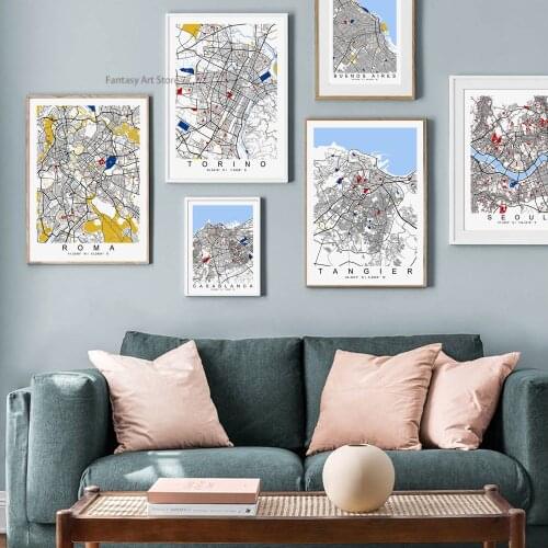 Color World City Map New York London Paris Madrid Wall Art Diamond Painting Nordic Mosaic Suite Room Decoration Picture