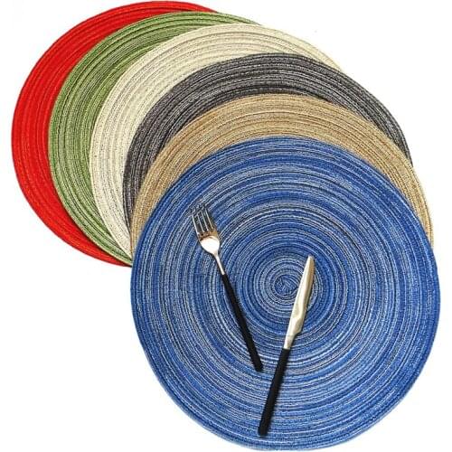 Coaster Table Mat Insulation Pad Solid Round Design Placemats Linen Anti Slip Mat Kitchen Accessories Home Decor