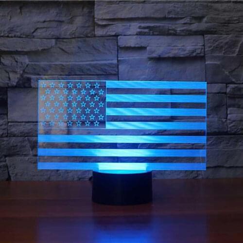 Creative American Flag Model 3D LED Night Light Colorful USB Bedroom Decor Desk Table Lamp Baby Sleeping Lighting As Gift