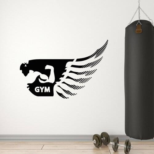 Creative Wall Decals Wing Muscle Body Gym Fitness Sports Vinyl Art Wall Stickers Exercise Room Man Cave Home Decortion Z457