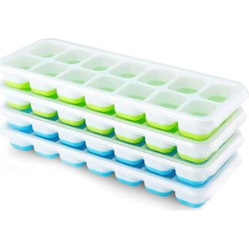 Ice Square Tray, 4 Pcs Silicone Ice Square Tray Easy-Release, Stackable Ice Trays With Spill-Proof Lid Save Space