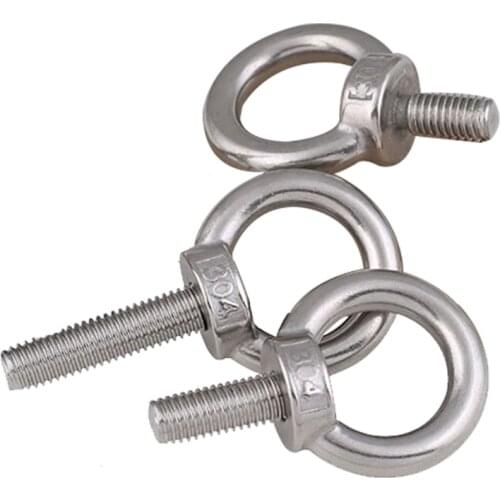50pcs 304 Stainless Steel Metric Thread M3 M4 M5 M6 Lifting Hook Nuts Shouldered Screw Eye Ring Bolts