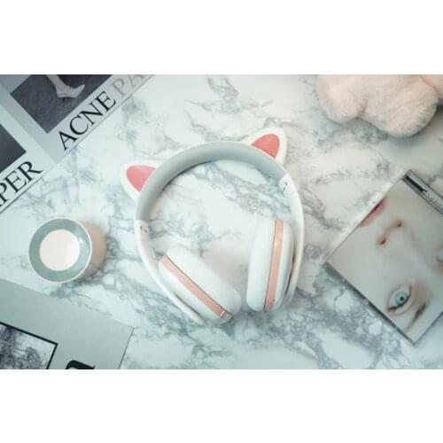 Fashion new Censi Moecen Cat ears Bluetooth Wireless headset white girl Comic hifi stereo over ear music gaming headphone
