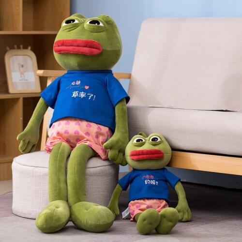 60cm/80cm/100cm New Funny Frog Kermit Plush Toy Soft Cartoon Animal Sad Frog Stuffed Doll Sleeping Pillow Baby Kid Girl Present