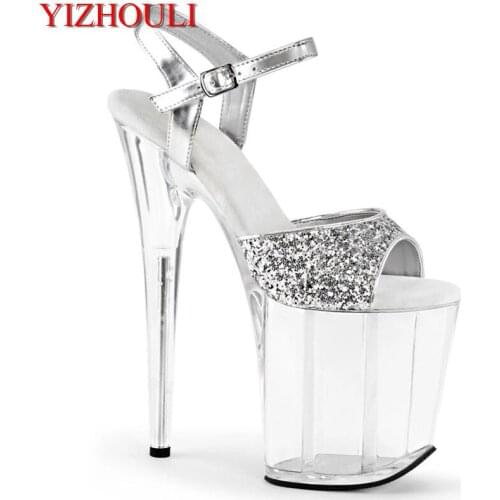 New custom color, 8 inch 20 cm sequined upper, nightclub summer crystal sole, princess party stage sandals