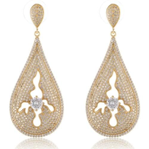 GrayBirds New Plated Flower Inside Water Drop Fashion Earrings AAA Zircon Clear High Quality Luxury Jewelry For Lady MLE049