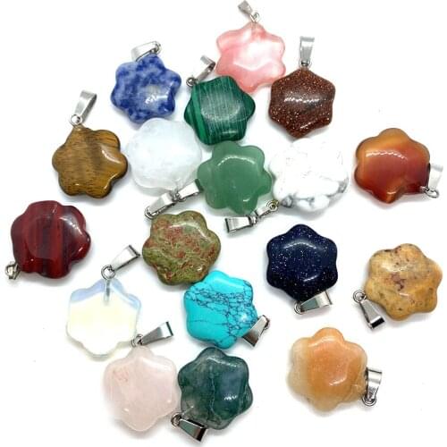Natural Stone Flower-shaped Pendant Agate Pendant DIY Jewelry Handmade Combination Necklace Earrings Accessories Wholesale