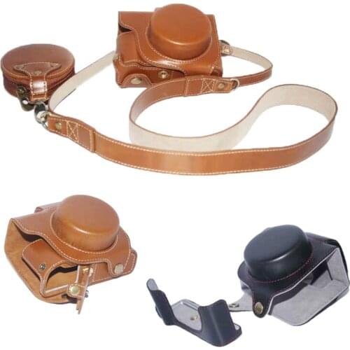 Luxury PU leather camera case Bag For Canon PowerShot G1XIII Mark III G1X III G1X Mark3 Bag With Strap Bottom Opening Cover