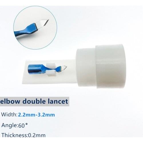 Sapphire elbow double lancet blade Keratome Blade for ophthalmic surgical instrument