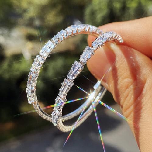 UILZ Luxury Female Hoop Earrings Micro Paved CZ Crystal Female Big Earrings for Party Korean Fashion Jewelry Girl Gifts CEL1524