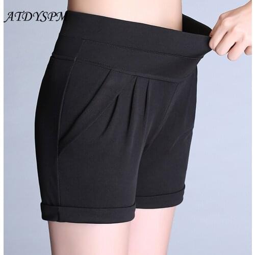 Plus Size Women Shorts High Waisted Short Candy Color Pocket Pleated Casual Short Stretch Loose Short Summer Hot Shorts Womens