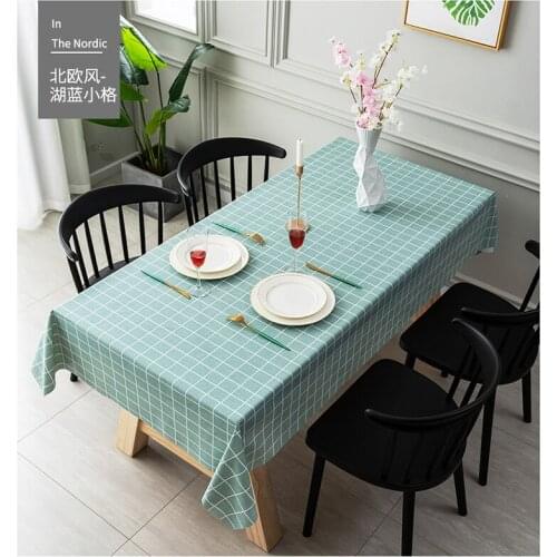 1 Pc Plaid Tablecloth Waterproof Oil-proof PVC Wedding Birthday Party Table Cover Rectangle Desk Cloth Wipe Covers Grid cloth