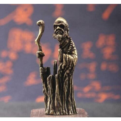 Old Brass Hand Carved Hollow Bodhidharma Buddha Statue Figure Collectable