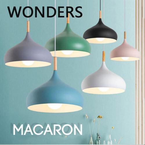 Nordic Simple Macarons Colorful LED pendant lamp Personalized hardware&solid wood lustre indoor decoration pendant light fixture