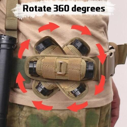 Tactical Flashlight Pouch Rotatable Flashlight Holder Holster Belt Clip Hunting Torch Carry Case 360 Degree Carabiner
