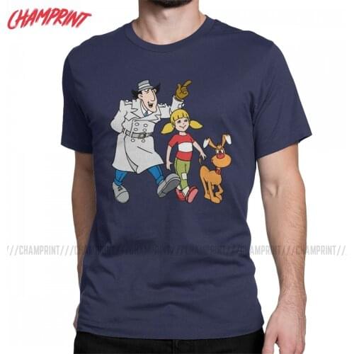 Awesome Inspector Gadget Team T-Shirts Men O Neck Cotton T Shirts 80s Cartoon Short Sleeve Tee Shirt Summer Clothes