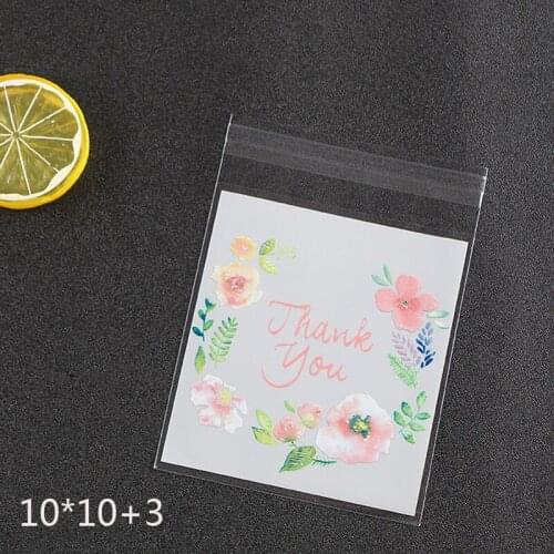 Packaging Bags 100Pcs Plastic Bags Thank you Cookie&Candy Bag Self-Adhesive For Wedding Birthday Party Gift Bag Biscuit Baking