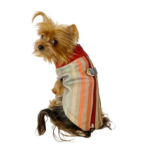 Water Repellent Stripe Maroon Raincoat Jacket for Dogs, Dog Clothes, Pet Clothes
