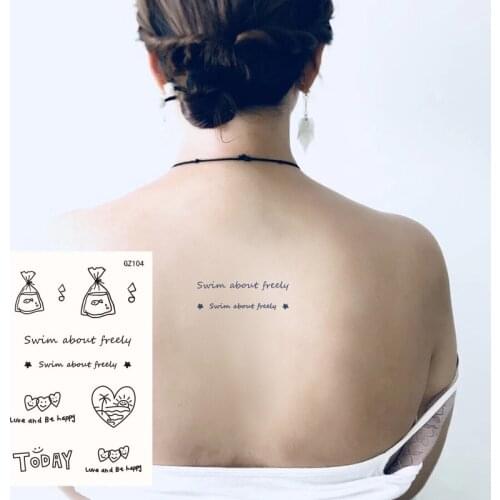 Juice Lasting Waterproof Temporary Tattoo Sticker Line Constellation Flower Letter Small Tatoo Kid Cute Cartoon Fake Tatto